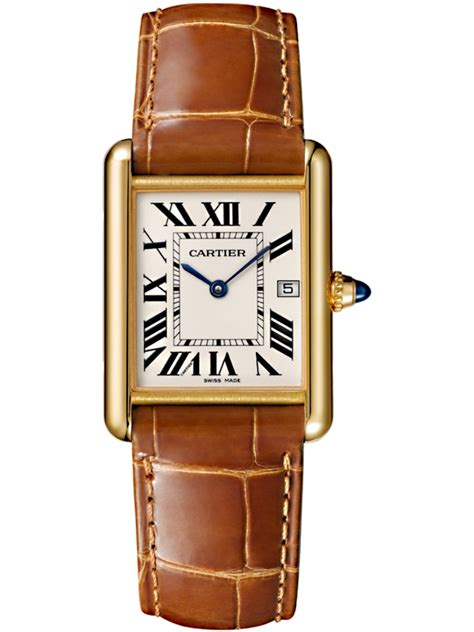 cartier gold leather watch